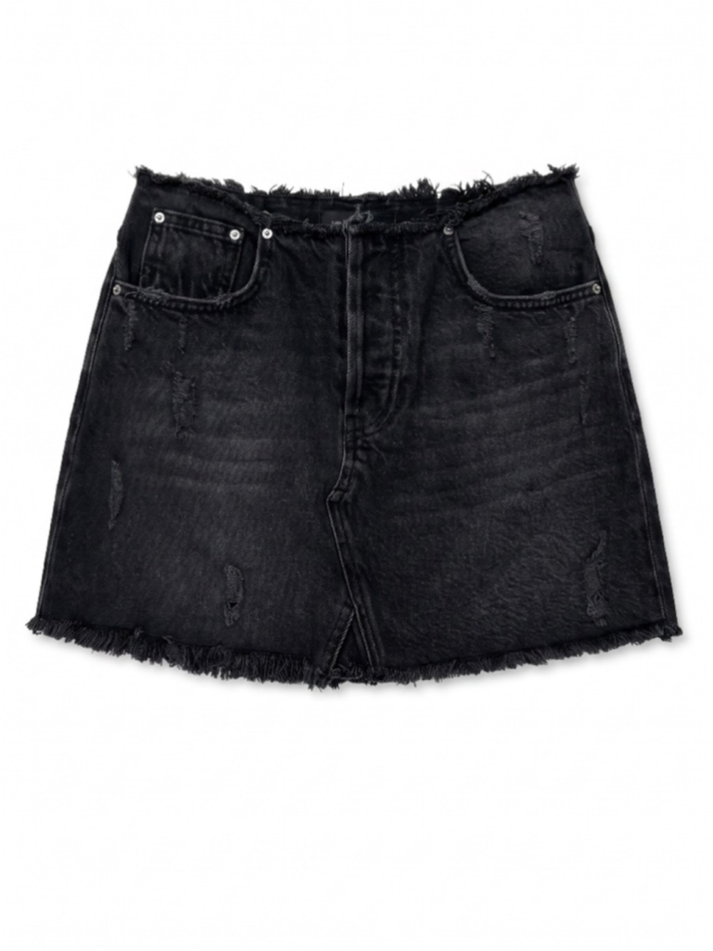 BDG Distressed Black Mini Skirt Dark Wash Denim Casual Streetwear, Sz M